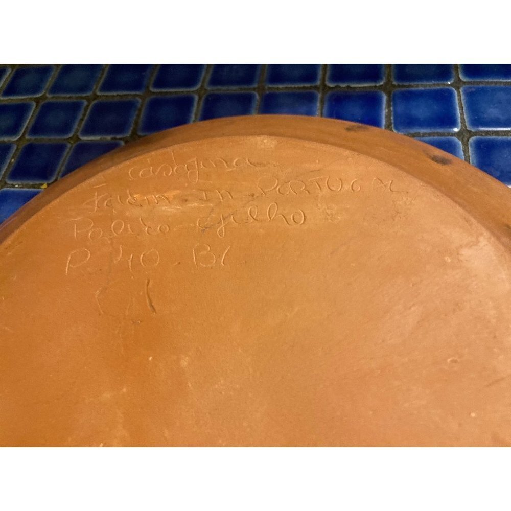 Olaria Cristo L.Pedro Do Corval Portugal Pottery 9.5" Plate Orange Multi Flower - Picture 4 of 4